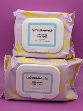(2) Packs Ipsy Refreshments Cleansing Face Wipes 30 Wipes Each New/Sealed